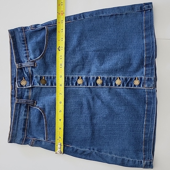 ⭐️3/ $30⭐️ Wax Jean Los Angeles California Blue Denim Jean Mini Skirt Size S - Picture 12 of 15